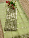 Glimmering Moss Green Kota Dori Suit (Top+Bottom+Dupatta)