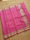 Pankhudi Kota Cotton Gota Patti Hot Pink Saree