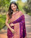 Indiehaat | Muniya Paithani Silk Zari Weaving Purple Saree