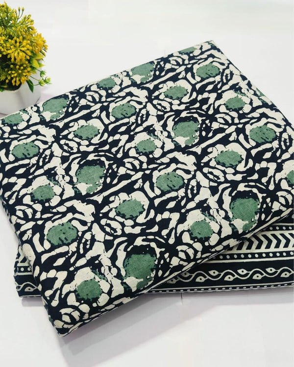 Indiehaat | Pure Cotton Green Suit Blockprinted
