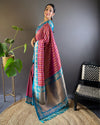 Indiehaat | Soft Silk Zari Woven Contrast Blue Saree with Satin Border