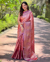 Indiehaat | Pure Tissue Silk Zari Woven Red Saree