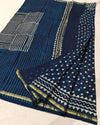 Indiehaat | Indigo Blockprint Pure Chanderi Silk Saree | Elegance in Blue