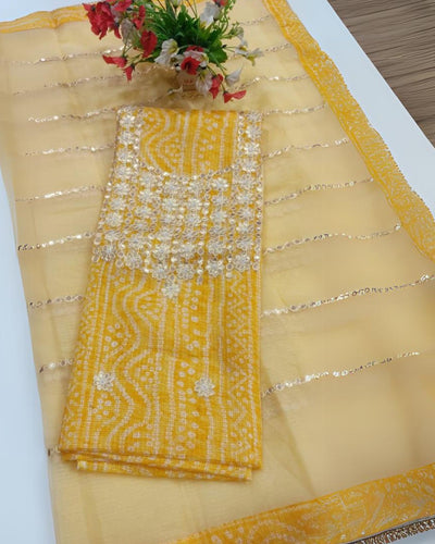 Emerald Green Gota Patti Suit Set | Kota Doria Trio | IndieHaat