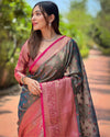 Indiehaat | Kanchipuram Tissue Silk Zari Woven Gray Saree