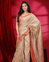 Indiehaat | Silkmark Certified Ghicha Tussar Red Saree