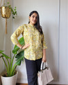 Indiehaat | Pure Cotton Peplum Top Yellow Blockprinted