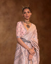 Indiehaat | Kafreen Silk Handloom Weaving Peach Saree