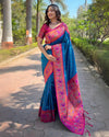 Indiehaat | Muniya Paithani Silk Zari Woven Blue Saree