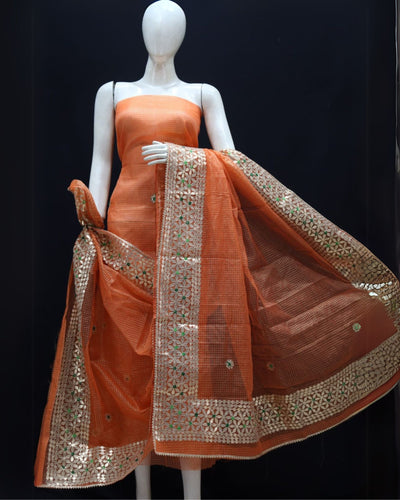Indiehaat | Kota Cotton Gota Patti Orange Suit Set