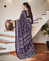 Indiehaat | Blockprinted Mul Cotton Blue Saree