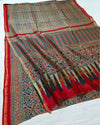 Indiehaat | Chanderi Silk Ajrakh Print Saree Multicolor