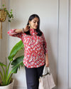 Indiehaat | Pure Cotton Peplum Top Red Blockprinted