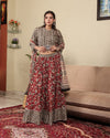 Indiehaat | BlockPrinted Beige & Red Lehanga Choli Set