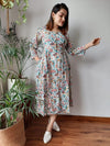 Reflective Blockprinted Cotton Long Dress