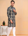 Indiehaat | Ajrakh Printed Cotton Kurta Pyjama Black