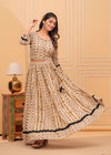 Indiehaat | Blockprinted Beige Lehanga Choli Set