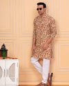 Indiehaat | BlockPrinted Cotton Kurta Pyjama Beige