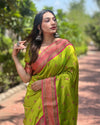 Indiehaat | Paithani Silk Green Zari Weaving Saree