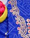 Glimmering Kota Doria Suit Dark Blue (Top+Bottom+Dupatta)