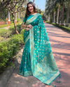 Indiehaat | Organza Floral Dual Zari Woven Blue Saree