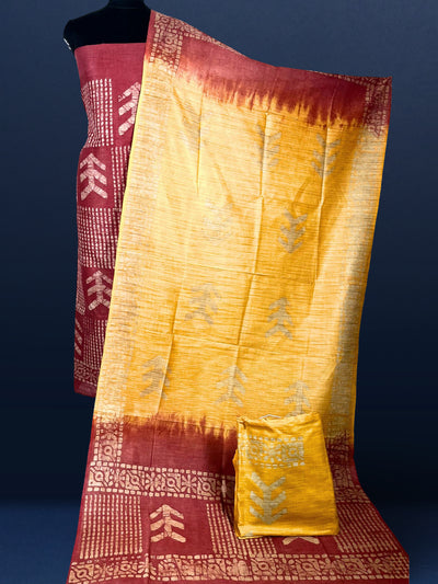 Dazzling Khadi Cotton Wax Batik Hand Dyed Red Suit