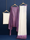 Handdyed Katan Silk Beige & Violet Contrast Suit