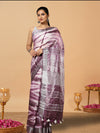 Expressive Linen Shibori Hand Dyed Saree Purple
