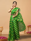 Ornamental Pure Silk Kota Doria Green Saree Handcrafted