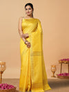 Handcrafted Kota Silk Mustard Plain Saree