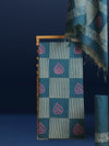 Katan Silk Textured Blockprint Blue Suit