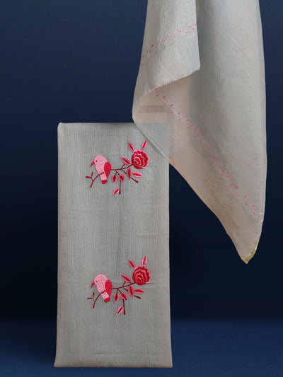 Embroidered Gorgeous Kota Doria Gray Suit (Top+Dupatta)