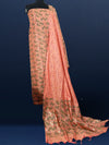 Printed Khadi Silk Peach Suit