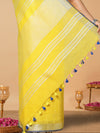 Subtle Slub Linen Hand Dyed Yellow Saree