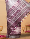 Expressive Linen Shibori Hand Dyed Saree Purple
