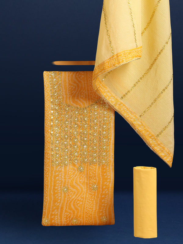 Glimmering Orange Kota Dori Suit (Top+Bottom+Dupatta)