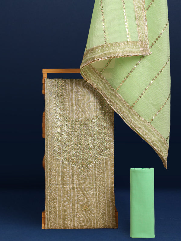 Glimmering Moss Green Kota Dori Suit (Top+Bottom+Dupatta)