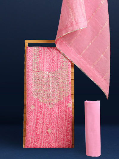 Glimmering Charm Pink Kota Dori Suit (Top+Bottom+Dupatta)