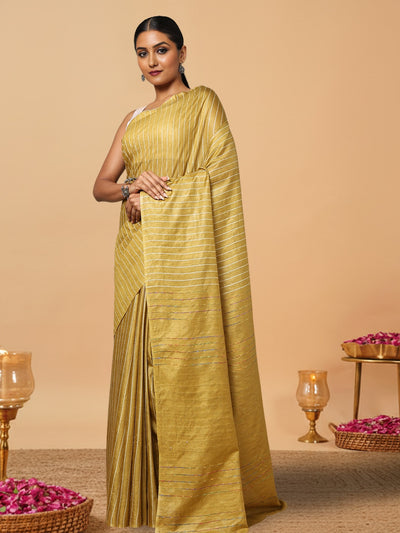 Kota Staple Silk Kantha Pallu Green Saree