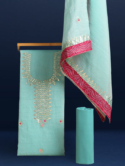 Glimmering Kota Doria Gota Patti Soft Green Suit