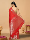 Lively Banarasi Silk Linen Handloom Red Saree