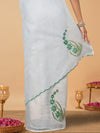 Vivid White Pure Kota Doria Saree Embroidered