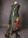Noor-e-Banaras Brocade Linen Suit Dark Green