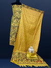 Katan Silk Suit Golden Yellow Color Madhubani Print - IndieHaat