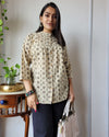 Indiehaat | Kanchi Cotton Peplum Tops Simple Beige BlockPrinted