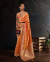 Indiehaat | Organza Silk Weaving Orange Saree | Stunning