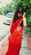 Expressive Pure Silk Kota Doria Handdyed Red Saree