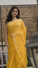 Pure Cotton Kota Doria Saree Goldenrod Yellow Color Jaal Embroidery with running blouse - IndieHaat