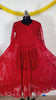 Georgette Anarkali Gown (56 kali) Crimson Red Color Chikankari work with inner - IndieHaat