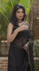 Pure Cotton Kota Doria Saree Black Color Jaal Embroidery with running blouse - IndieHaat